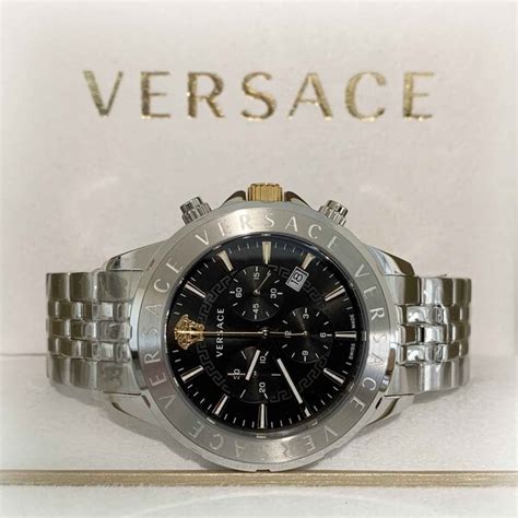 versace vev600419|Versace Mens Black 44 mm Chrono Signature Watch .